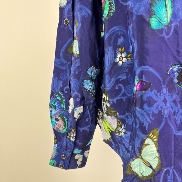 $310 NWOT Johnny Was Marina Butterfly Button Down Long Sleeves Silk Blouse Sz S - Picture 6 of 13
